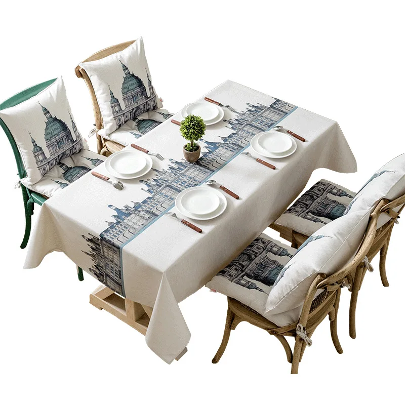 

British Castle Table Cloth Waterproof Oil-proof Digital Printing of Cotton and Linen Tablecloth Home Outdoor Wedding Table Cover
