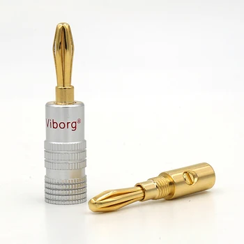 

24pcs/lot 4mm viborg Speaker Banana Plugs 24K Gold plated Adapter Connector Socket Audio Jack Screw Black Red RCDNK