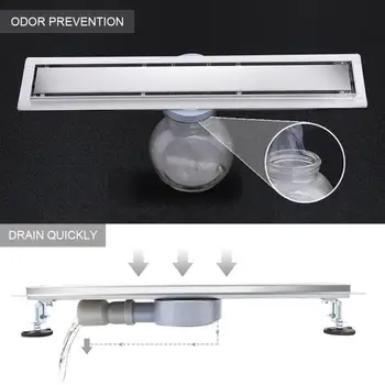 

Stainless Steel Floor Drainer 360 Degree Rotary Linear Tile Floor Shower Drain for Bathroom Kitchen Use Multisizes