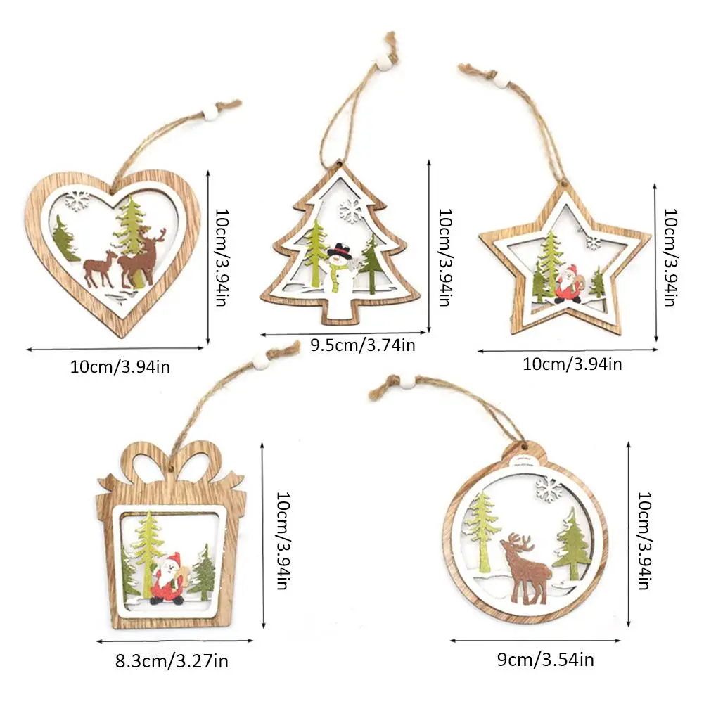 U 5PCS 2 шт рождественские украшения Merry Christmas деревянные ажурные буквы инновационные Рождественские Подвески для шкафа для домашнего украшения - Цвет: U 5PCS