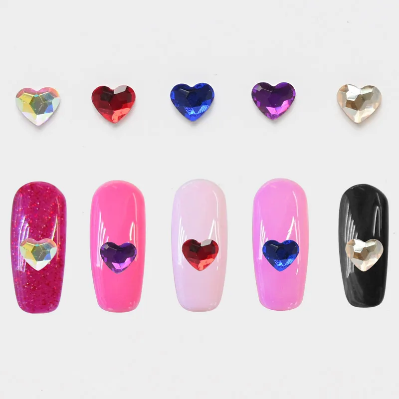 

Multi-Color Acrylic Heart Rhinestone For Valentines Day DIY Jewelry AB Crystals Point back Heart Glass Rhinestone (50 Pieces)