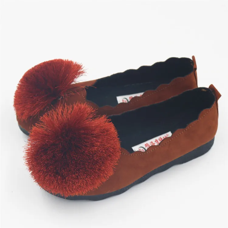 

2018 Spring And Autumn New Style Korean-style Versatile Flat Furry Ball Moccosins Side Scoop Bootie Popular Single Shoes Comfort