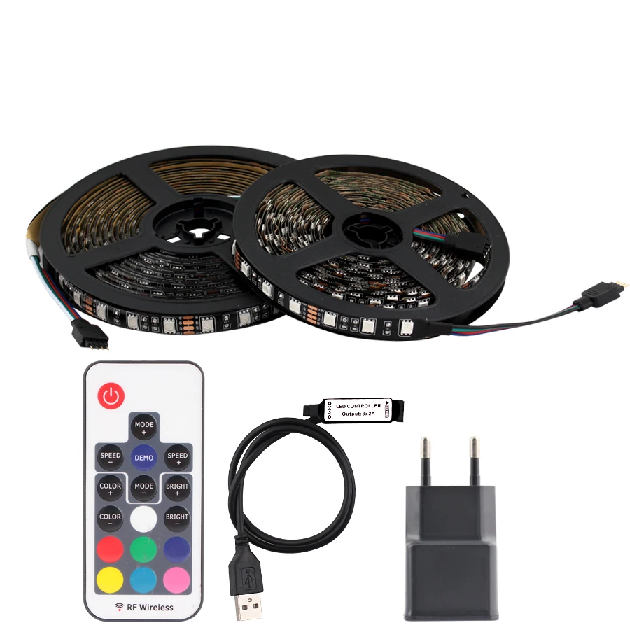Автомобильный USB 5 в светодиодный светильник RGB PC 5050 60 Светодиодный s/m 5 в USB светодиодный светильник водонепроницаемая лента Диодная лампа ТВ ПОДСВЕТКА с управлением