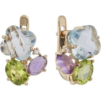 

Aloris earrings with scatter of colored stones in red gold
