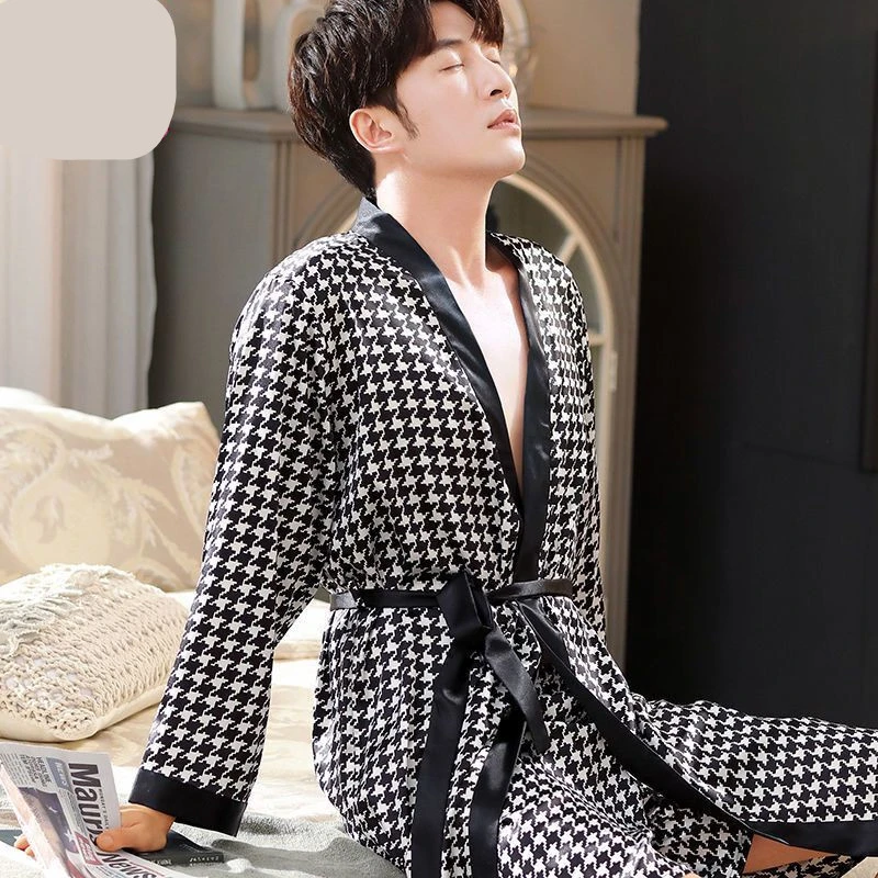 メンズ長袖パジャマ セクシー プリント ラージサイズ ベルト パジャマ メンズファッション Robes Aliexpress
