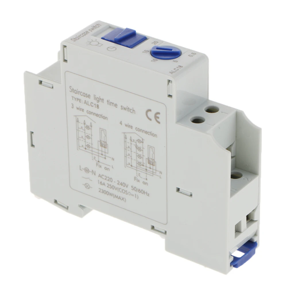 Durable 16A AC 220-240V 50/60HZ DIN Rail Staircase Electronic Relay Switch Time Timer For Corridor