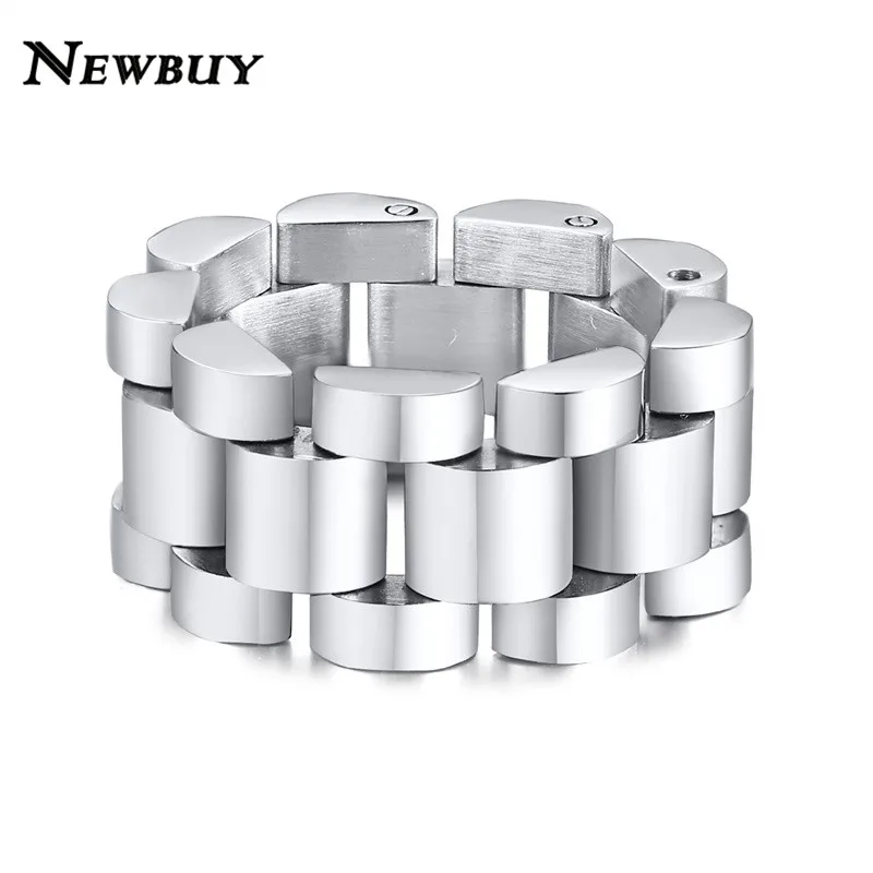 NEWBUY стильные мужские 10 мм массивная цепочка полированные кольца Нержавеющая сталь обручальные кольца Альянс masculino - Цвет основного камня: R-524