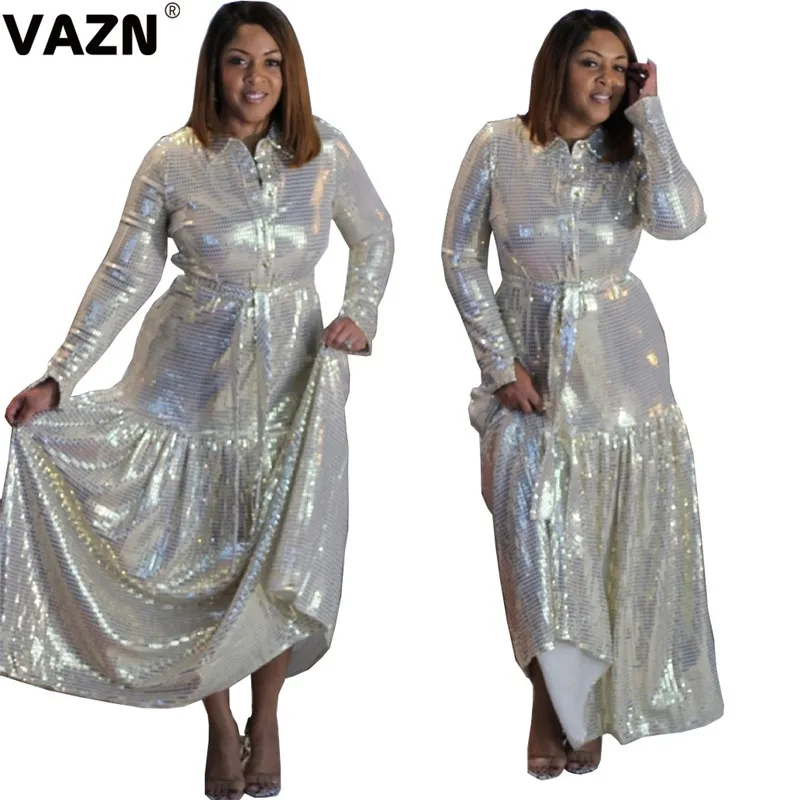 Белый VAZN,, высокое качество, свободное, неопрятное, праздничное, модное, одноцветное, круглый вырез, полный рукав, женское, природа, макси платье - Цвет: Белый