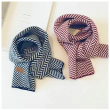 Осенне-зимний подходящий шарф в Корейском стиле с узором «елочка» для мальчиков и девочек, шерстяной Теплый комбинезон