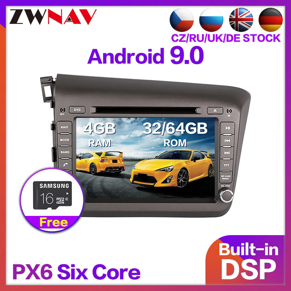 4+64 Android 9.0 Car Stereo Smart Multimedia DVD Player GPS for Honda CIVIC 2012+ Map Audio Video radio tape recorder head unit 4+64 Android 9.0 Car Stereo Smart Multimedia DVD Player GPS for Honda CIVIC 2012+ Map Audio Video radio tape recorder head unit