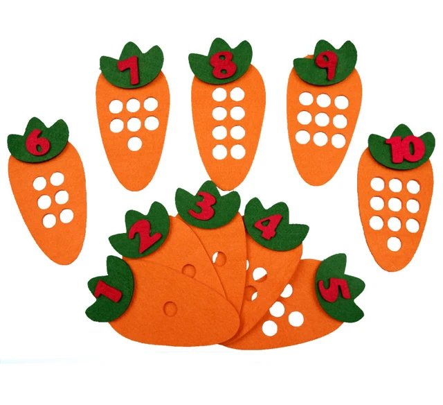1-10 Montessori Educational Toy Children's Puzzle Handmade DIY Toy Kindergarten Carrot Apple Tree Match Digital Teaching GYH 3