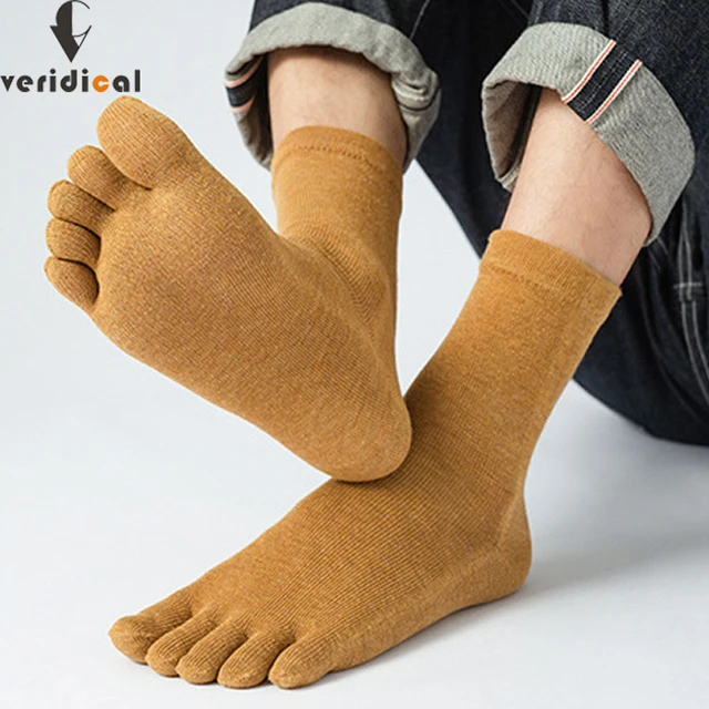 Comprar Calcetines antideslizantes de algodón para correr de color sólido  Calcetines de hombre Calcetines de cinco dedos Calcetines de tubo medio