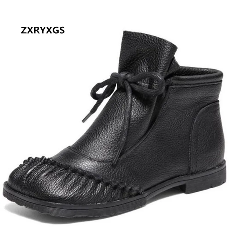 New Classic Retro Chelsea Boots Soft 100% Natural Genuine Leather Boots Women's Boots Soft Sole Comfortable Shoes Ankle Boots