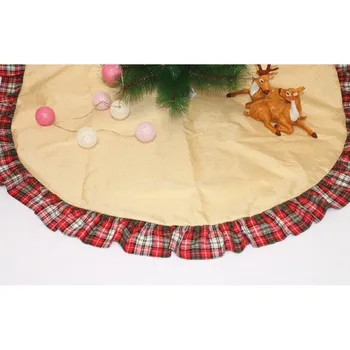 

120cm NEW Holiday Style Red/White Snowflake Christmas Tree Skirt Linen Lace Decor New Year Gift Party Decor