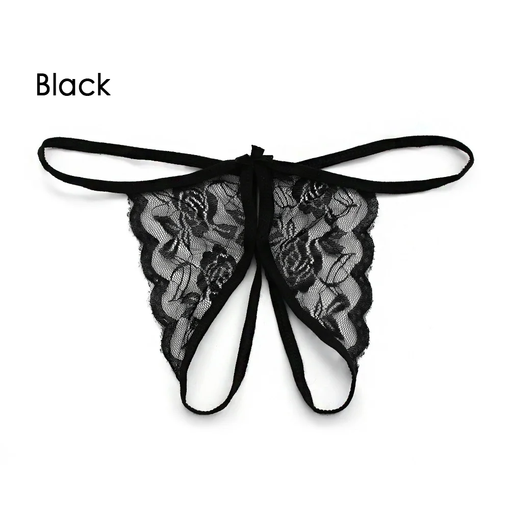 Black EIE 1 шт, женское сексуальное нижнее белье с жемчугом, стринги, Прозрачное нижнее белье с вышивкой, трусики-стринги с кисточками, трусики, трусы, одежда для сна - Цвет: Black