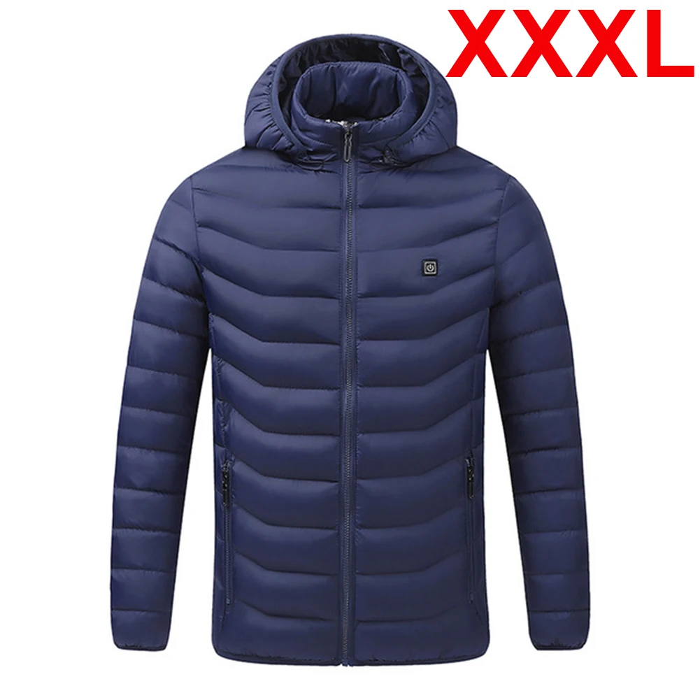 Синий Electric Heated Jackets Vest Down Cotton Outdoor Coat USB Electric Heating Hooded Winter Thermal Warmer Jackets Winter Outdoor - Цвет: Синий