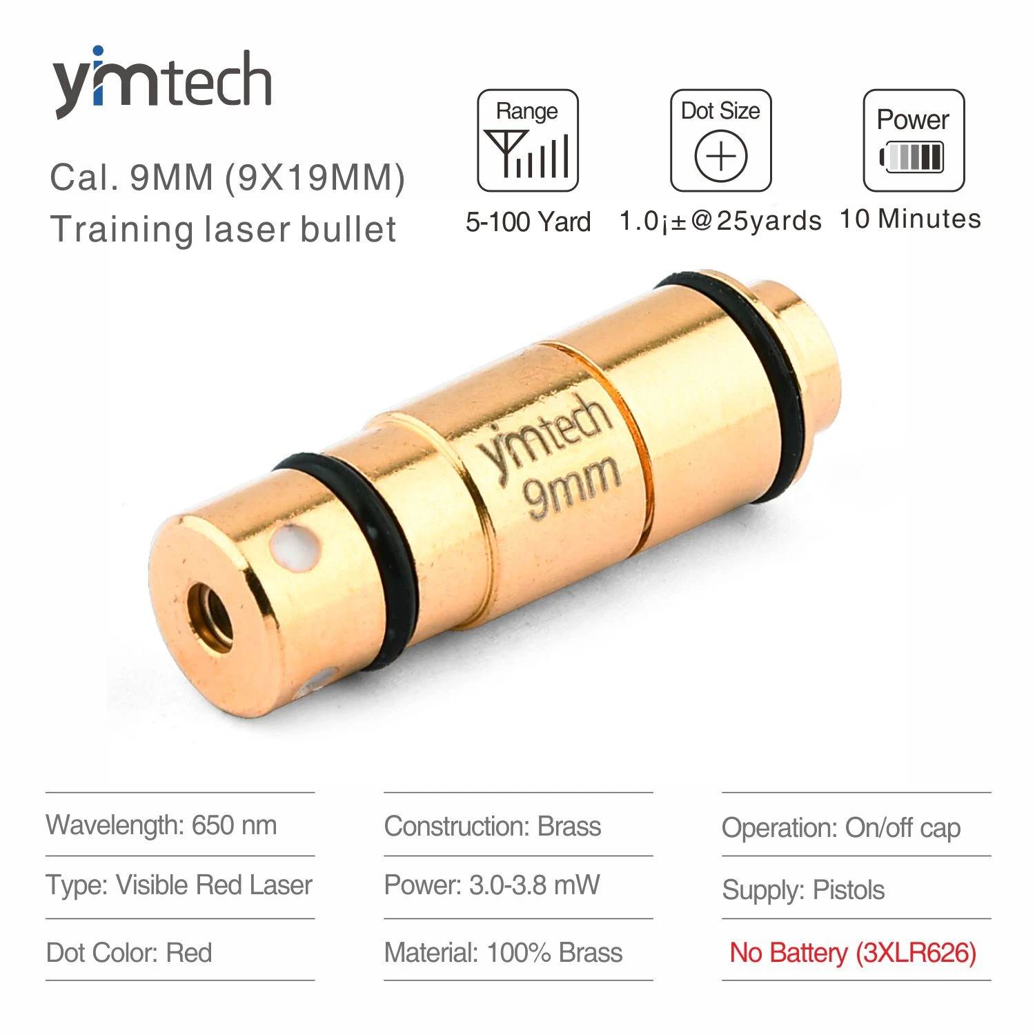 9mm Luger Para 9x19mm Laser Training Bullet, 9x21mm Laser Bullet