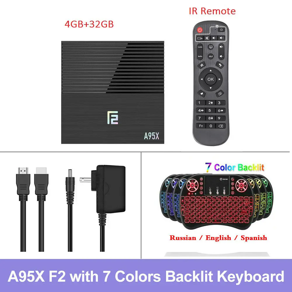 A95x F2 Android 9,0 Smart tv Box 4 Гб ОЗУ 64 Гб ПЗУ Amlogic S905 двойной Wifi 4K Google Store Youtube PK X96 MAX медиаплеер 4G32G - Цвет: 4G32G Backlit i8