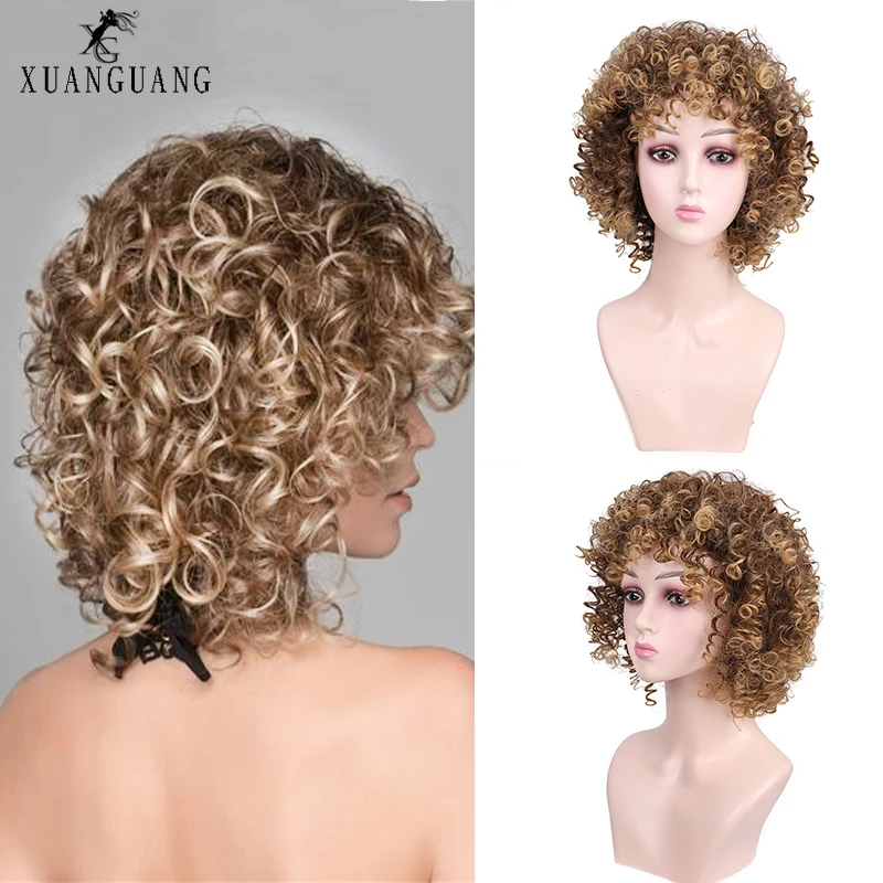 Perruque synthétique courtes perruques bouclées pour femmes cheveux bruns fiber Toute tempénature mixte|Одна упаковка| |