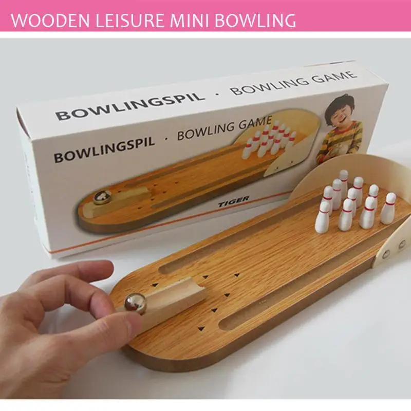 Mini Wooden Desktop Bowling Game Kids Children Developmental Toy for Gift Decor Skillful Design and Exquisite Appearance