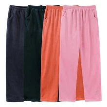 Длинный фланелевый Халат, штаны, корейские минималистичные пижамные штаны с двумя карманами, эластичная резинка на талии, Уютная домашняя одежда, женские штаны для ночного сна