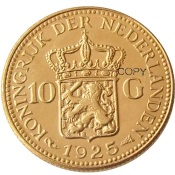 

Netherlands 1925 Wilhelmina I, 10 Gulden Gold Plated Copy Decorative Coin
