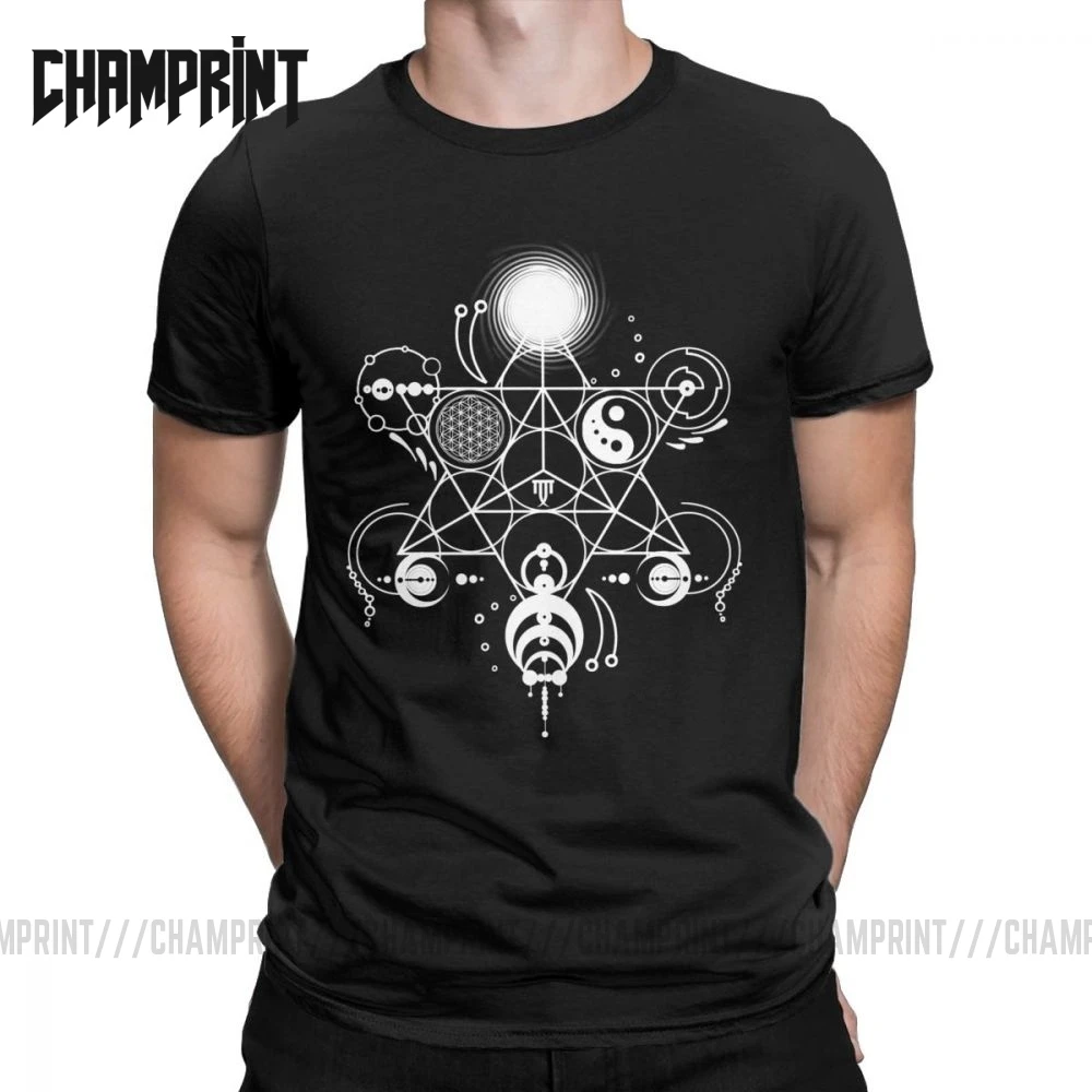 Heilige Ernten T-Shirts für Männer Blume des Lebens 100% Baumwolle Geometrie magische Mandala Ernte Kreise Manafold psyche delische fraktale Geist