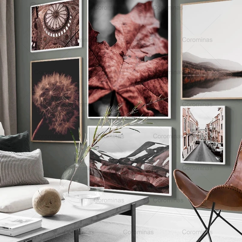 Wall Art Canvas Painting Autumn Dandelion Church Street Nordic Modular Hd Poster E Stampe Immagine Per Soggiorno Home Decor