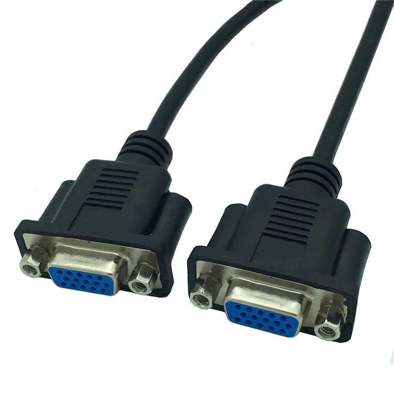 VGA телевидение с высоким разрешением, HD 15pin кабель со штыревыми соединителями на обоих концах для подключения к женский кабель высокого качества 15-core черные ultra short Throw vga кабель 0,3 м/30 см - Цвет: Female to Female