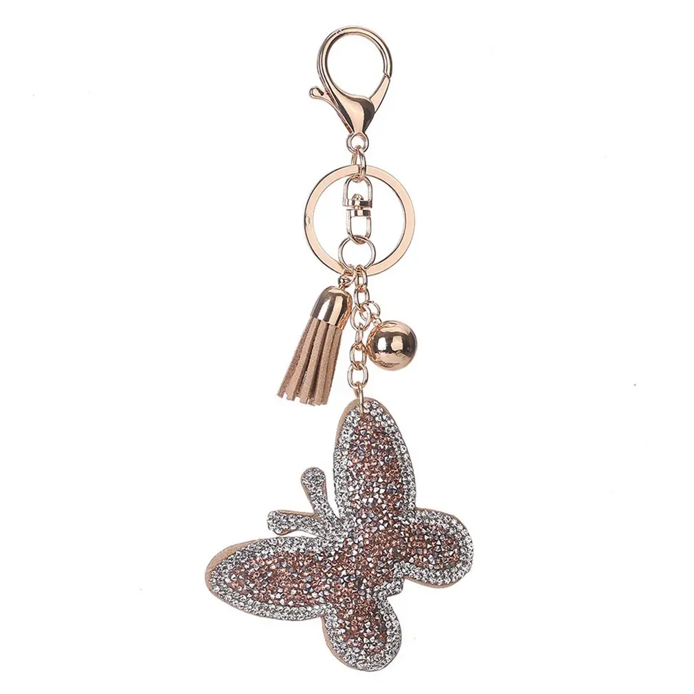 Cute Butterfly Shape Keychain Rhinestone Zinc Alloy Key Chain Animal Pendant Metal Accessory Hanging Ornaments Fashion Jewelry | Украшения