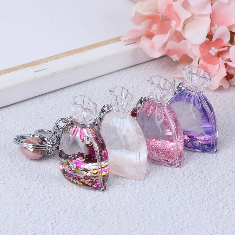 1Pc Hot New Fashion New Bag Glitter Moving Liquid Car Pendant Glitter Quicksand Star Keychain