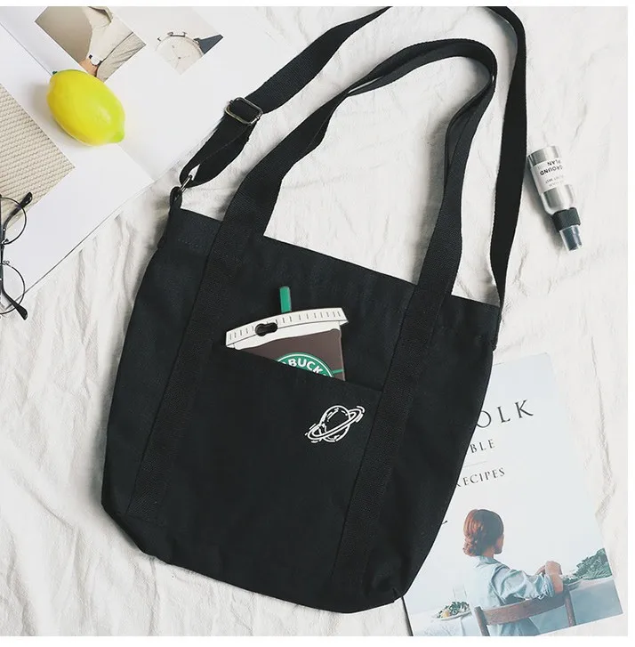 Sac Главная Femme Холщовая Сумка многоразовые сумки для покупок вместительная сумка для продуктов хлопок повседневное использование сумки женские повседневные сумки сумка на плечо - Цвет: Черный
