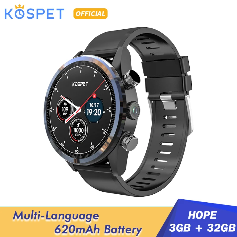 KOSPET Hope 3GB 32GBСмарт-часы 3 ГБ 32 Android GPS WIFI монитор сердечного ритма 1 39 дюймов AMOLED 8.0MP