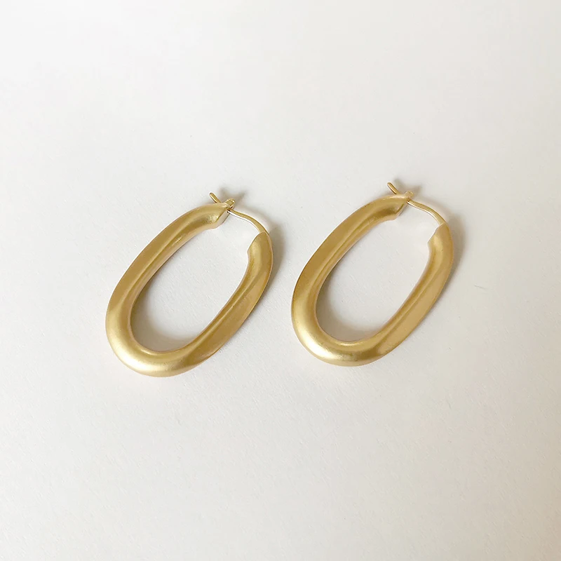 matte gold GHIDBK минималистичные массивные серьги-кольца в форме буквы о, простые геометрические однотонные серьги-кольца, трендовые серьги, женские серьги - Окраска металла: matte gold