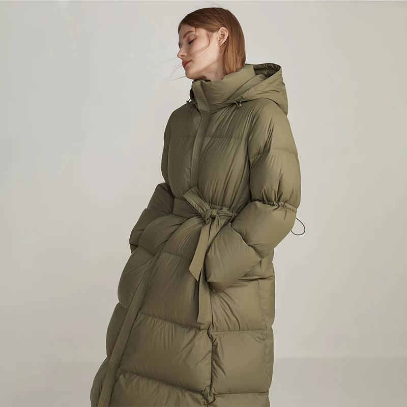 

2023 Women Winter 90% White Duck Down Coat Female Puffer Parkas Long Casual Female Warm Jacket Waterproof&Windproof With Hooded
