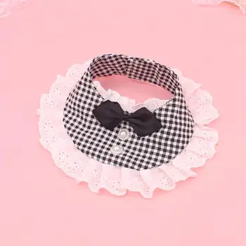 

Cat Collar Fashion Check Bowknot Decor Creative Pet Bib Pet Costume Collar