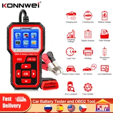 KONNWEI-escáner profesional KW681 OBD2 para coche, probador de cargador de batería de coche y motocicleta, herramienta de diagnóstico automático 2 en 1, lector de código, 6V, 12V