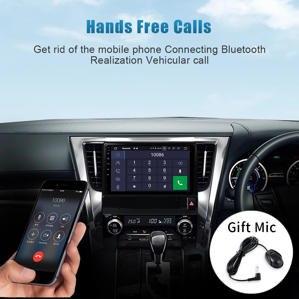 Excellent Dasaita 8" Touch Screen Android 9.0 Car Radio GPS for Toyota Alphard 2015 2016 2017 2018 Quad Core Car Multimedia Player 3