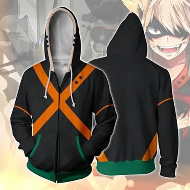 Shouto Todoroki Katsuki Bakugo Hoodies My Hero Academi Cosplay Costume Izuku Midoriya Uniform 3D printed Zip-up for Men Women - Цвет: A6