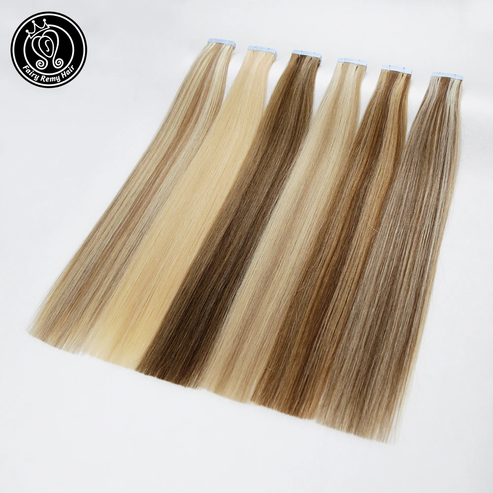 Human Hair Extensions Hair Extensions Remy Tape In Human Hair Extensions 100% Real Natural Hair Invisible Seamless European Adhesive Extensions 16-18 Inch 2g/pcs