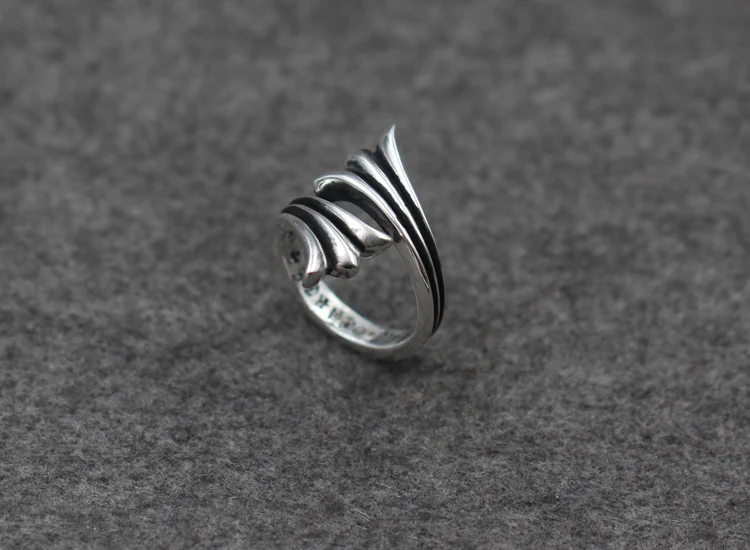 s925 sterling silver men's ring jewelry vintage personality flower end cross ring punk style couple open ring send lover's gift