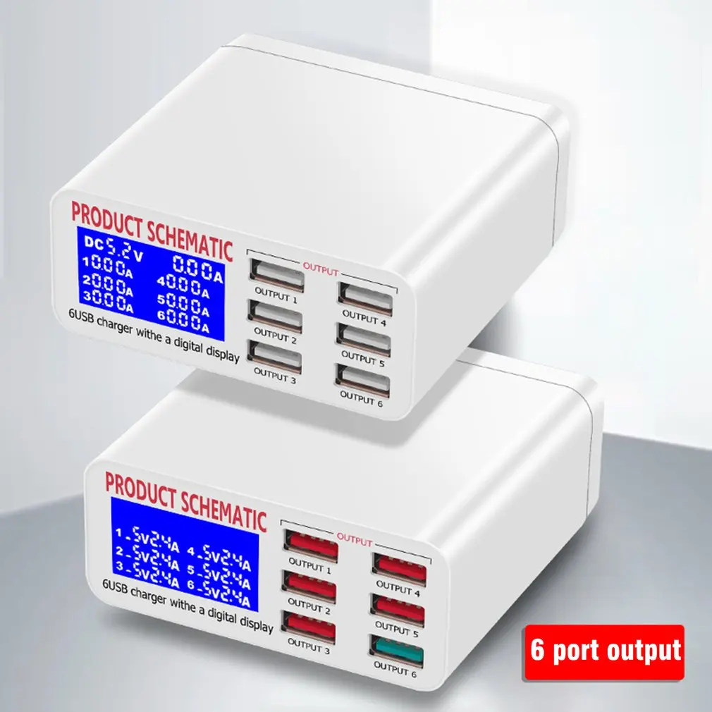 Lcd мульти быстрое зарядное устройство USB зарядное устройство несколько 6 USB зарядная станция для телефона универсальное usb-хаб умное зарядное устройство