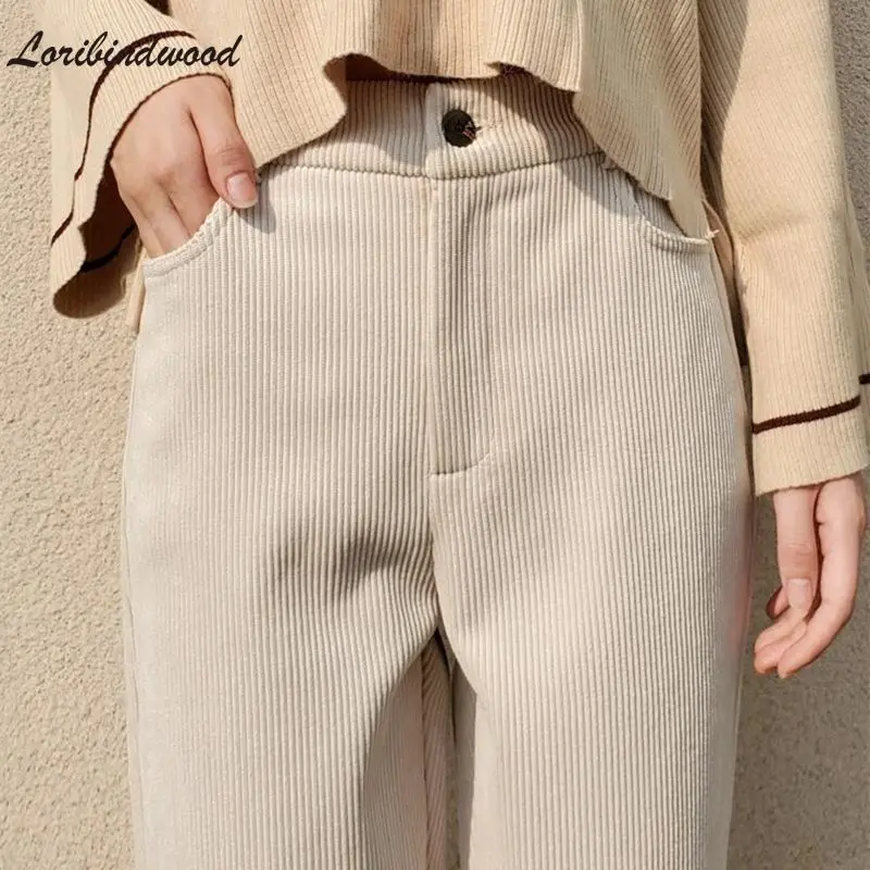 Corduroy Pants Women's High Waist Loose 