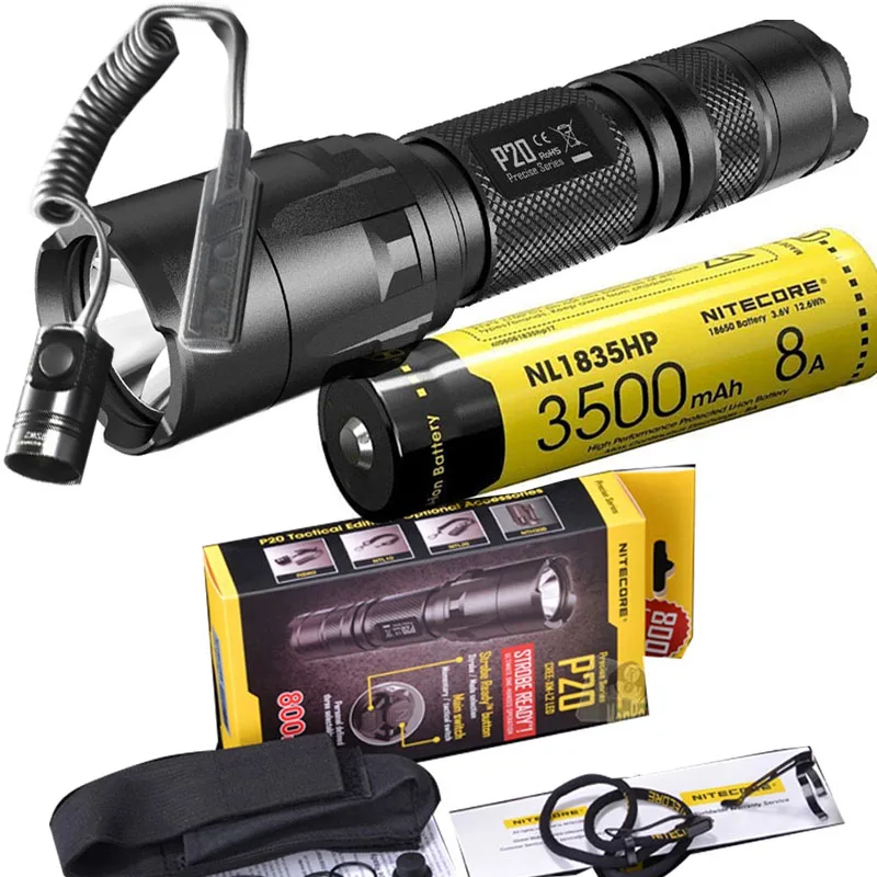 NITECORE P20 фонарь CREE XM-L2(U2) светодиодный Макс. 800 лм луч двойной переключатель задний светодиодный фонарь для спорта на открытом воздухе с RSW2 - Испускаемый цвет: P20 NL1835HP RSW2