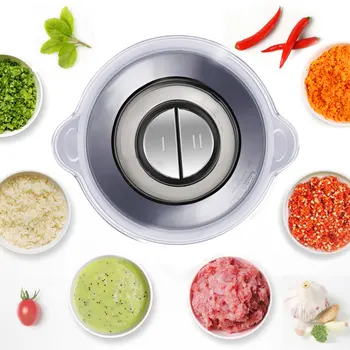 BioloMix 2 Speeds 500W Stainless Steel 2L Capacity Electric Chopper Meat Grinder Mincer Food Processor Slicer 2