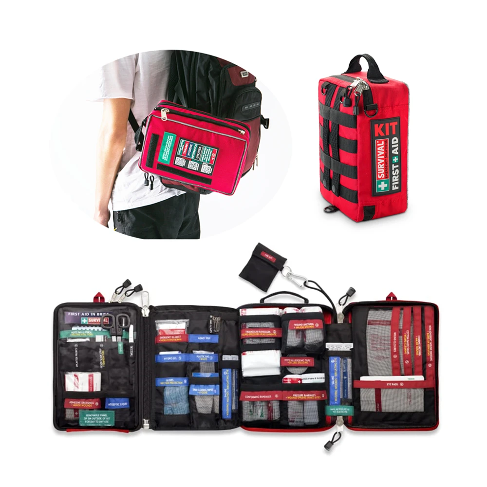 433 Item First Aid Kit in 4 Panel Bag with Individually Labeled