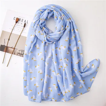 

New style lady Keep warm Duck Print silk Scarf Autumn and winter Travel Women Cotton and linen beach Shawl Tassels blanket scarf