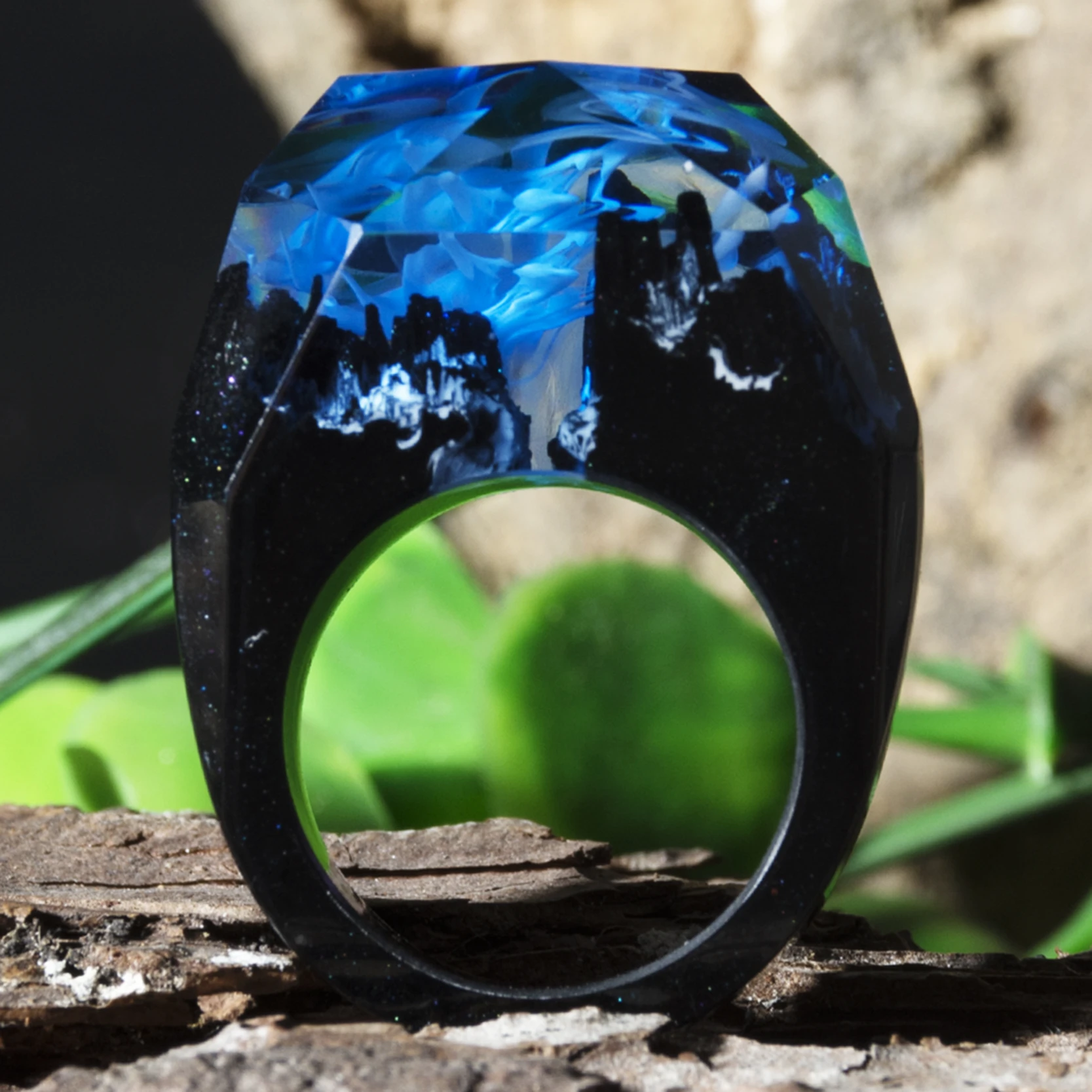 Anillo de resina de madera A la moda, Soul of The Forest, joyería ecológica hecha A mano de epoxi, secreto del mundo en un pequeño paisaje, 2019| Anillos| - AliExpress