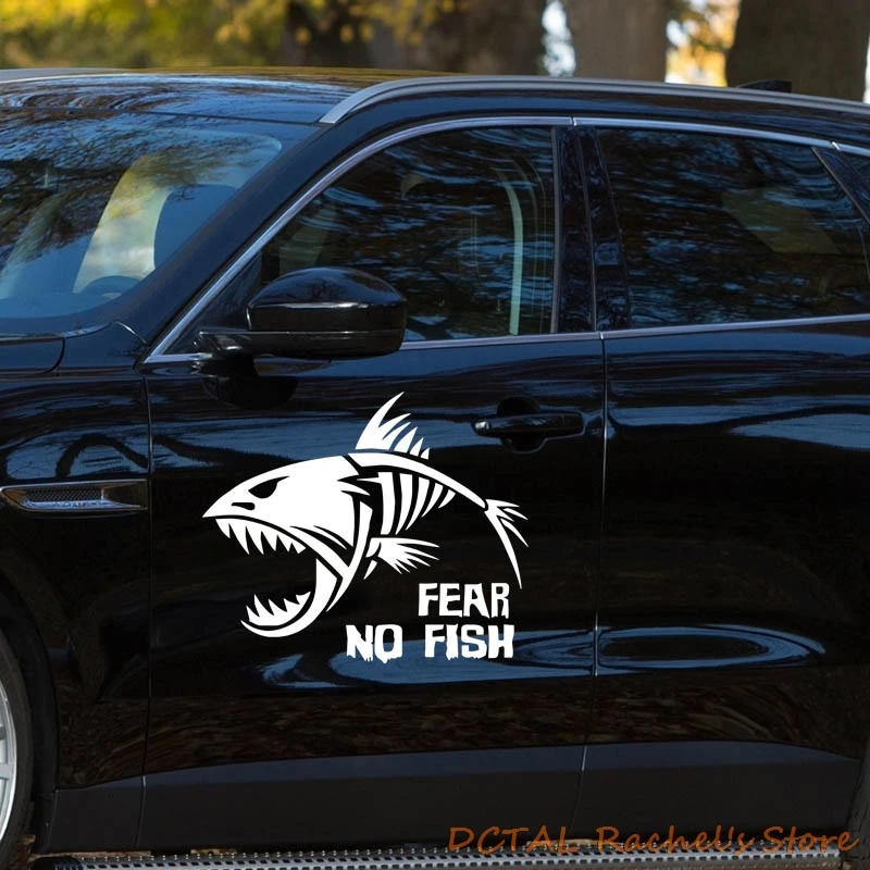 Fear No Fish Car Sticker Fish Decal Fuel Tank Cover Door Window Trunk Motorcycle Helmet for  VW Golf Polo SUV Laptop