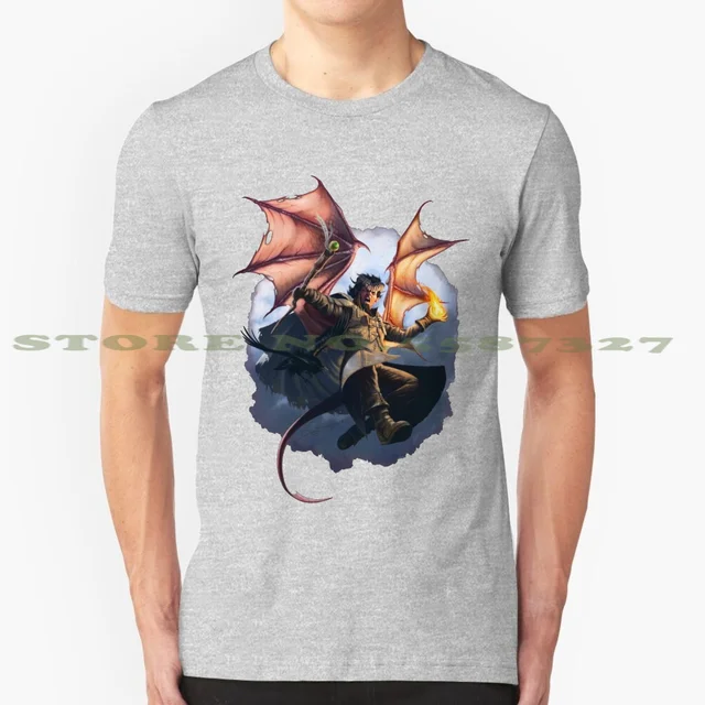 Tiefling Wizard Black White Tshirt For Men Women Tiefling Wizard Pathfinder Demon Devil Winged D D Raven Flying Attack T Shirts Aliexpress